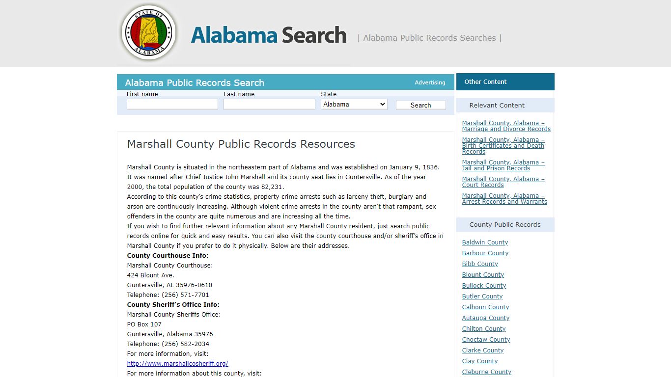 Marshall County Public Records Resources | Alabama - AL Search
